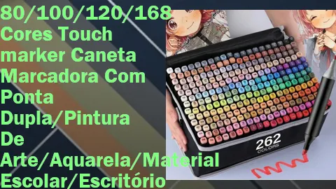 Clique para comprar 80/100/120/168 Cores Touch marker Caneta Marcadora Com Ponta Dupla/Pintura De Arte/Aquarela/Material Escolar/Escritório